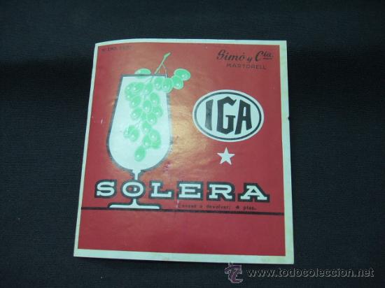 Old Labels: ETIQUETA - SOLERA - SIM&Oacute; Y CIA - MARTORELL -