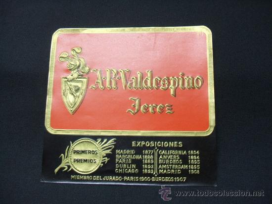 Alte Etiketten: ETIQUETA - A.R. VALDESPINO - JEREZ -