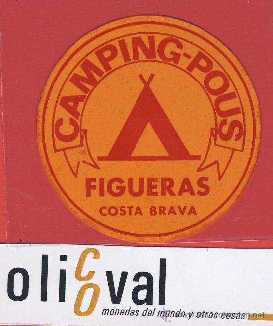 Etiquetas antiguas: ETIQUETA HOTEL-ESPA&Ntilde;A- camping -gerona-la sardana-naranja-blanes    60 mm