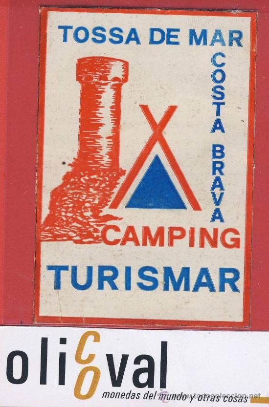 Etiquetas antiguas: ETIQUETA HOTEL-ESPA&Ntilde;A- camping -gerona- turismar-naranja-tossa de mar - 57  x 85- mm