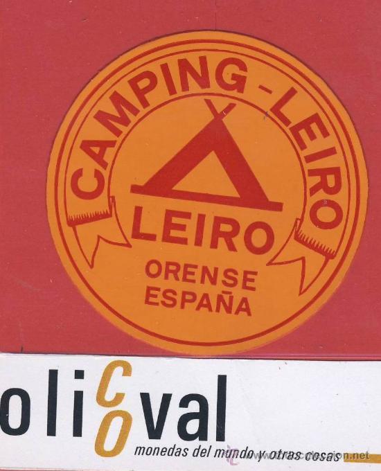 Etiquetas antiguas: ETIQUETA HOTEL-ESPA&Ntilde;A- camping -orense-leiro -orense -naranja -.60mm