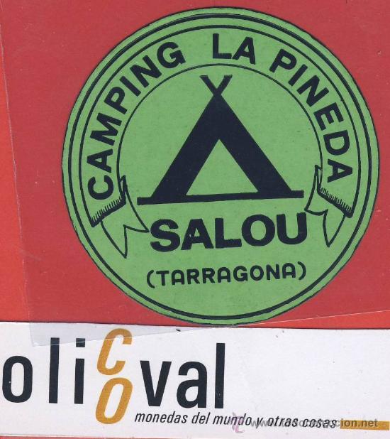 Etiquetas antiguas: ETIQUETA HOTEL-ESPA&Ntilde;A- camping -tarragona-la pineda -salou-verde-60 mm