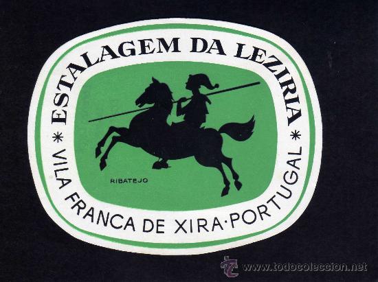 Etiquetas antiguas: ETIQUETA HOTEL - ESTALAGEM DA LEZIRIA - VILA FRANCA DE XIRA - PORTUGAL.