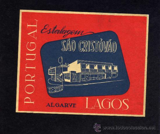 Etiquetas antiguas: ETIQUETA HOTEL - ESTALAGEM SAO CRISTOVAO - LAGOS - ALGARVE - PORTUGAL.