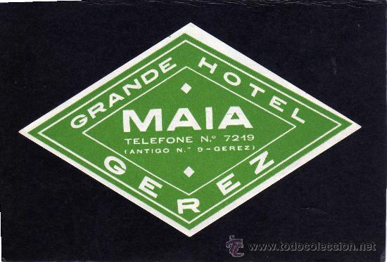 Etiquetas antiguas: ETIQUETA HOTEL - GRANDE HOTEL MAIA  - GEREZ - PORTUGAL.