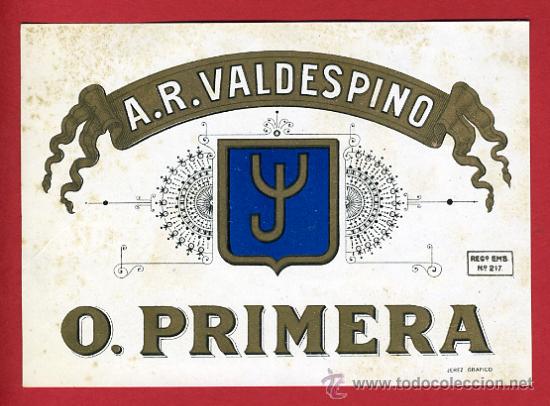Etichette antiche: ETIQUETA A.R. VALDESPINO , O. PRIMERA , ORIGINAL, E907