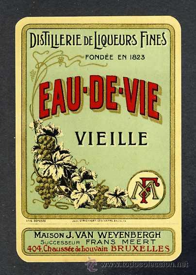 Old Labels: Etiqueta de licor litografica: Eau de vie