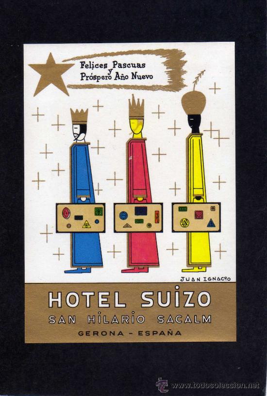 Etiquetas antiguas: ETIQUETA HOTEL -  HOTEL SUIZO - SAN HILARIO SACALM - GERONA.