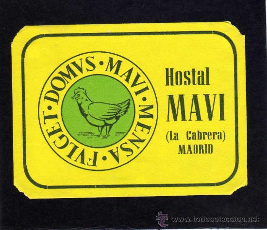 Etiquetas antiguas: ETIQUETA HOTEL  -   HOSTAL MAVI - MADRID