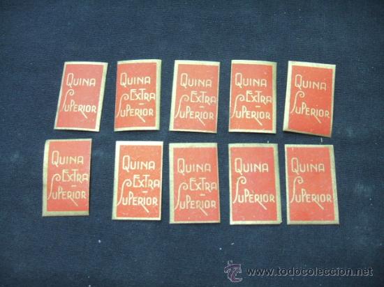 Etiquetas antiguas: LOTE 10 ETIQUETAS - QUINA SUPERIOR - QUINA EXTRA SUPERIOR -
