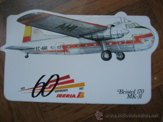 Etiquetas antiguas: Iberia, 60 Aniversario 1927 - 1987. Bristol 170 MK-31. Adhesivo
