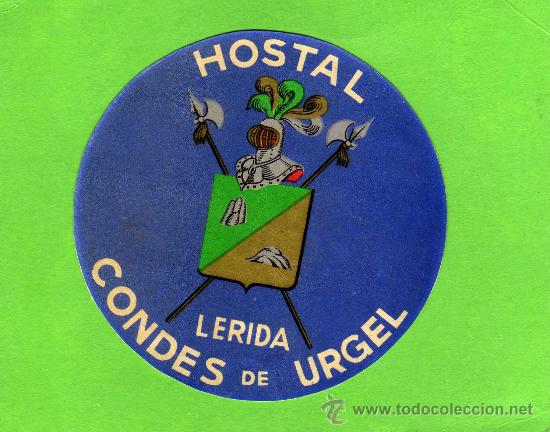 Etiquetas antiguas: ETIQUETA HOTEL  -   HOSTAL CONDES DE URGEL - LERIDA