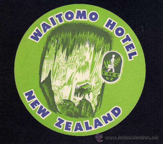 Etiquetas antiguas: ETIQUETA HOTEL  -   WAITOMO HOTEL - NUEVA ZELANDA.