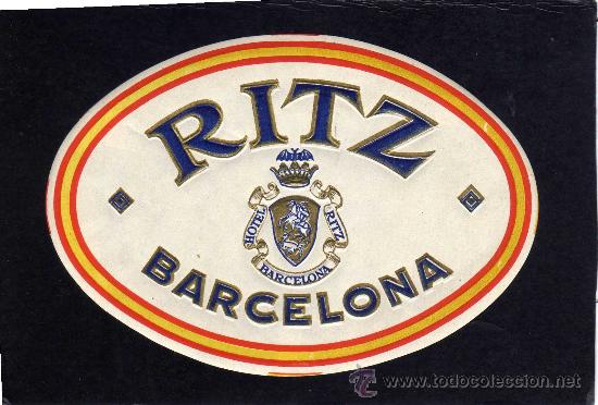 Etiquetas antiguas: ETIQUETA HOTEL  -   HOTEL RITZ - BARCELONA.