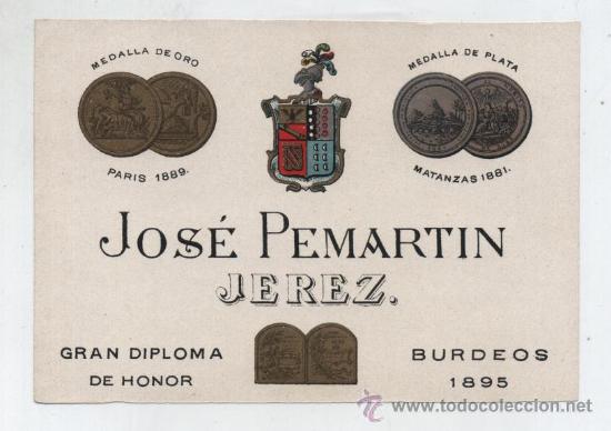 Etiquetas antiguas: Jos&eacute; Pemart&iacute;n. Jerez. - Foto 1