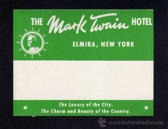 Etiquetas antiguas: ETIQUETA HOTEL - HOTEL THE MARK TWAIN - NEW YORK - USA.
