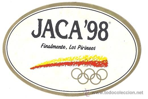 Etiquetas antiguas: PEGATINA ADHESIVO JACA 98 FINALMENTE LOS PIRINEOS