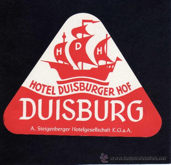 Etiquetas antiguas: ETIQUETA HOTEL  -    HOTEL DUISBURGER HOF - DUISBURG  - ALEMANIA.