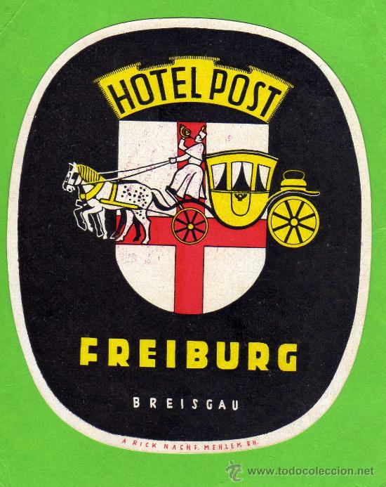 Etiquetas antiguas: ETIQUETA HOTEL - HOTEL POST - FREIBURG - ALEMANIA.
