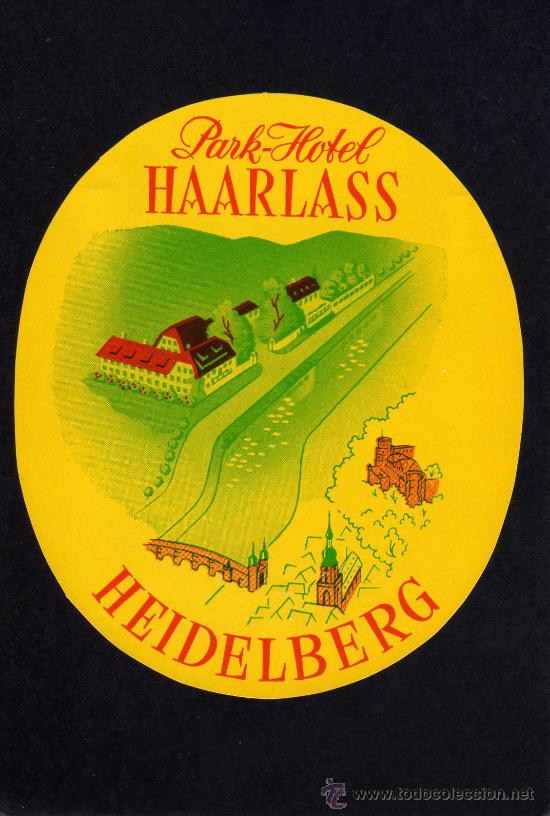 Etiquetas antiguas: ETIQUETA HOTEL  -    PARK HOTEL HAARLASS - HEIDELBERG - ALEMANIA.