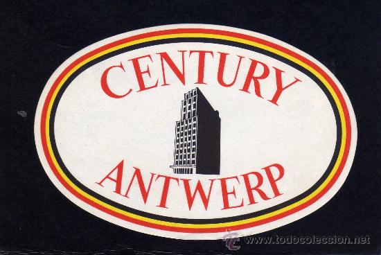 Etiquetas antiguas: ETIQUETA HOTEL    -       HOTEL CENTURY - ANTWERP - BELGICA.