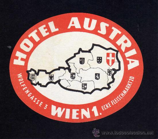 Etiquetas antiguas: ETIQUETA HOTEL - HOTEL AUSTRIA - WIEN - AUSTRIA.
