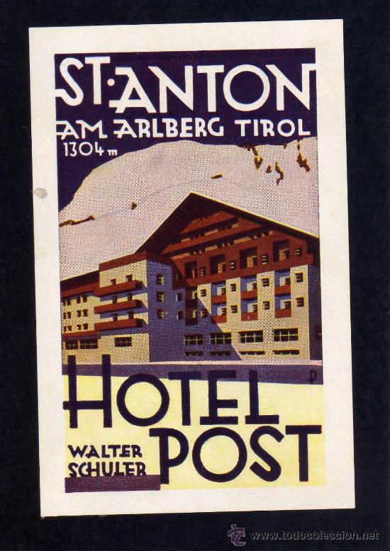 Etiquetas antiguas: ETIQUETA HOTEL    -        HOTEL POST - TIROL  - AUSTRIA.