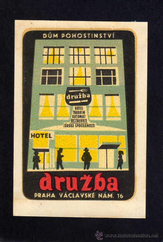 Etiquetas antiguas: ETIQUETA HOTEL - HOTEL DRUZBA - PRAHA - CHECOSLOVAQUIA
