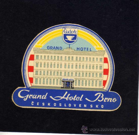 Etiquetas antiguas: ETIQUETA HOTEL - GRAND HOTEL - BRNO - CHECOSLOVAQUIA