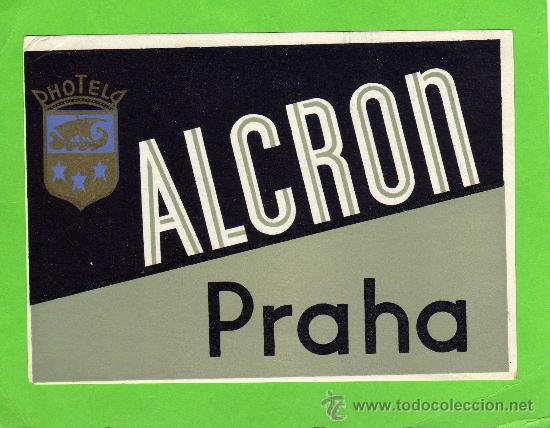 Etiquetas antiguas: ETIQUETA HOTEL    -         HOTEL ALCRON - PRAHA - CHECOSLOVAQUIA