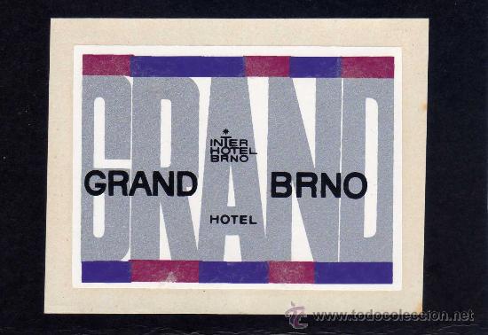 Etiquetas antiguas: ETIQUETA HOTEL    -         GRAND HOTEL - BRNO - CHECOSLOVAQUIA