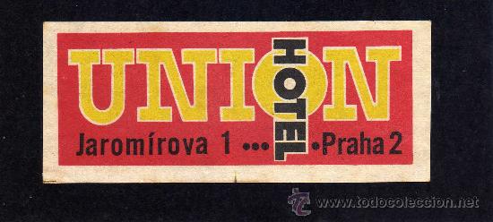 Etiquetas antiguas: ETIQUETA HOTEL    -         HOTEL UNION - PRAHA - CHECOSLOVAQUIA