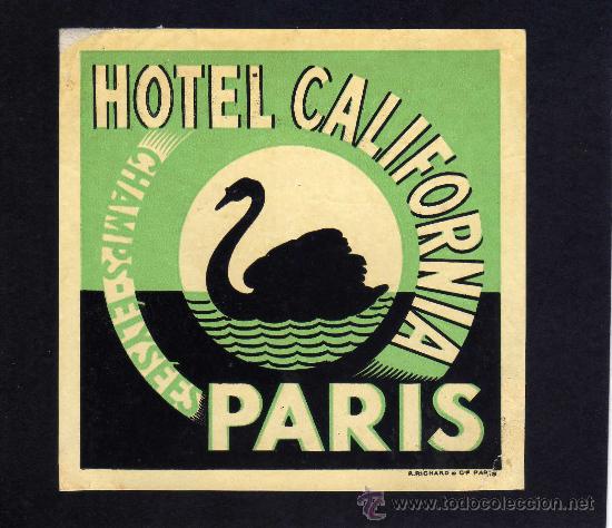 Etiquetas antiguas: ETIQUETA HOTEL - HOTEL CALIFORNIA - PARIS - FRANCIA.