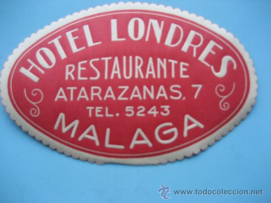 Etiquetas antiguas: Hotel Londres. Malaga. 10 x 7 cms. - Foto 1