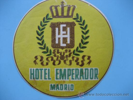 Etiquetas antiguas: Hotel Emperador. Madrid. 10 cms.