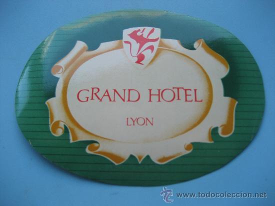 Etiquetas antiguas: grand Hotel. lyon. Francia. 13 x 10 cms. - Foto 1