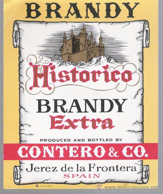 Etiquetas antiguas: Hist&oacute;rico. Brandy Extra. Contero & Co. Jerez. - Foto 1