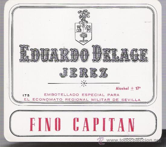 Etiquetas antiguas: Fino Capit&aacute;n. Eduardo Delage. - Foto 1