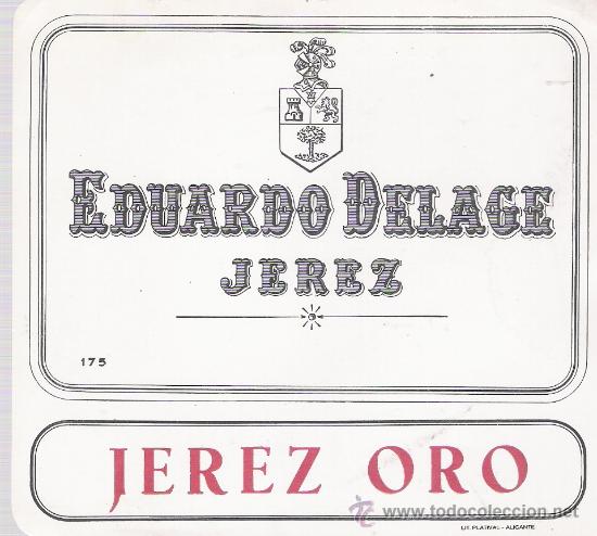 Etiquetas antiguas: Jerez Oro. Eduardo Delage. - Foto 1