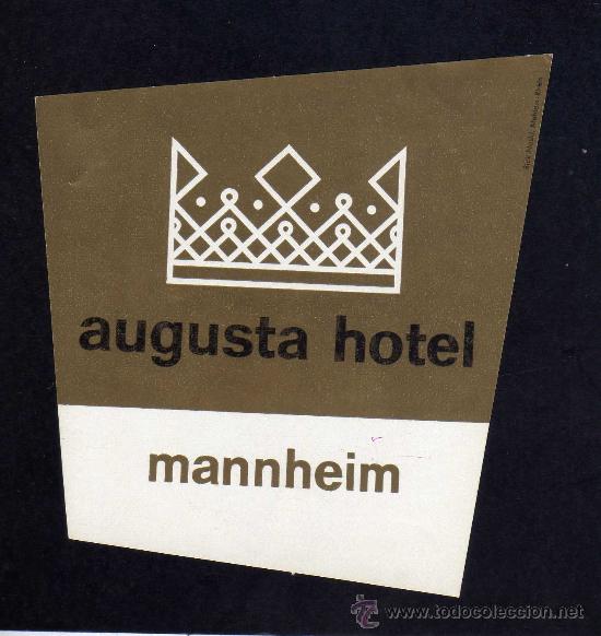 Etiquetas antiguas: ETIQUETA HOTEL    -             AUGUSTA  HOTEL -  MANNHEIM - ALEMANIA.