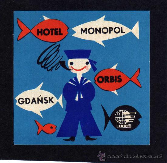 Etiquetas antiguas: ETIQUETA HOTEL    -              HOTEL MONOPOL - GDANSK - POLONIA.