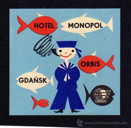 Etiquetas antiguas: ETIQUETA HOTEL    -              HOTEL MONOPOL - GDANSK - POLONIA.