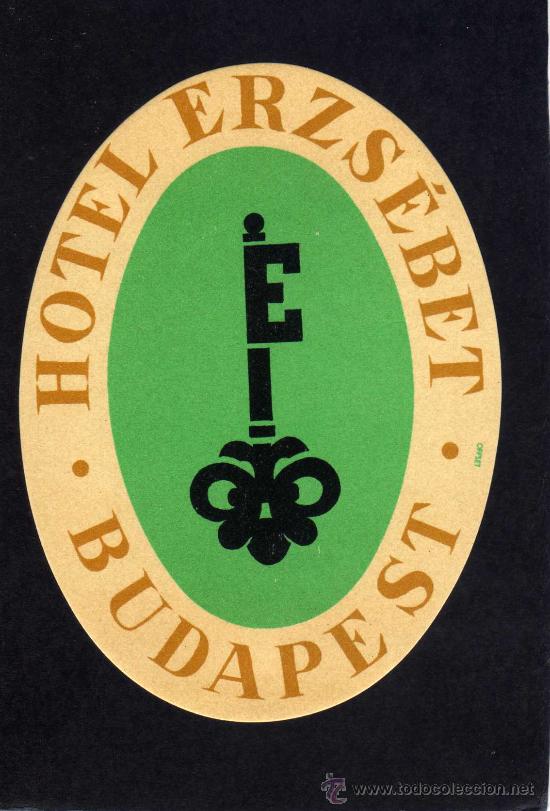 Etiquetas antiguas: ETIQUETA HOTEL    -               HOTEL ERZS&Eacute;BET - BUDAPEST - HUNGRIA