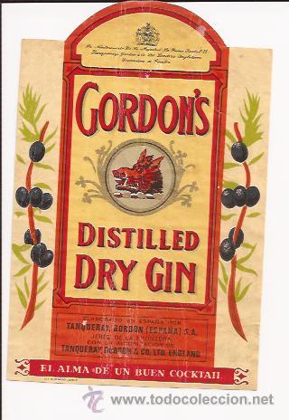 Etiquetas antiguas: ETIQUETA DE  GINEBRA SECA GORDON'S