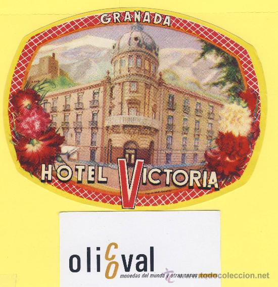 Etiquetas antiguas: ETIQUETA  HOTEL- hotel  victoria 135 x 105 buena ilustracion oval- 130 mm