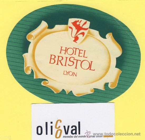 Etiquetas antiguas: ETIQUETA HOTEL- hotel bristol lyon francia - oval 130 x mm -