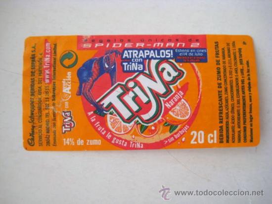 Etiquetas antiguas: ETIQUETA TRINA. SPIDERMANIA.. A&Ntilde;OS 90. ENVIO GRATIS&iexcl;&iexcl;&iexcl;