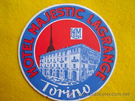 Etiquetas antiguas: Antigua Etiqueta : HOTEL MAJESTIC LAGRANGE - Torino