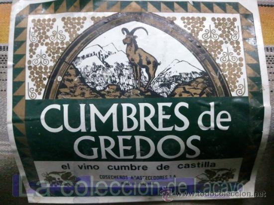 Etiquetas antiguas: ETIQUETA ADHESIVA PLASTICA CUMBRES DE GREDOS