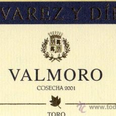 Etiquetas antiguas: VINO VALMORO ALVAREZ Y DÍEZ COSECHA 2001 TORO DENOMINACIÓN DE ORIGEN NUEVA ORIGINAL. Lote 28803991